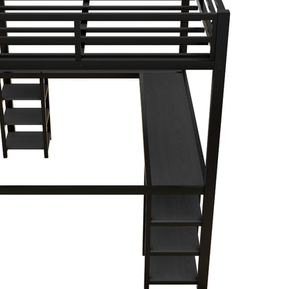 Loft Bed with Ladder and Guardrail Black