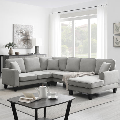 Modern U-Shape Sectional Sofa Light Gray