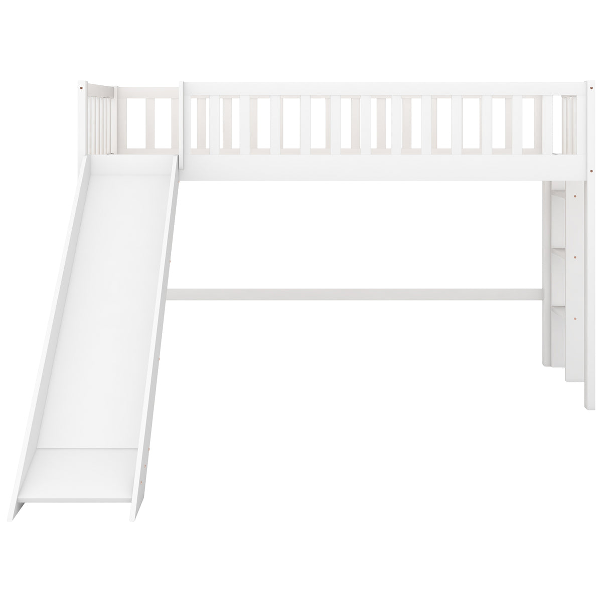 Twin Loft Bed with Ladder and Slide White