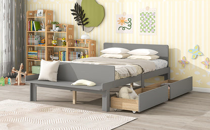 Full Bed with Bench Grey