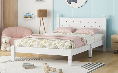 Twin Upholstered Bed with Button Headboard