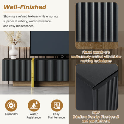 Luxury Fluted TV Stand Black