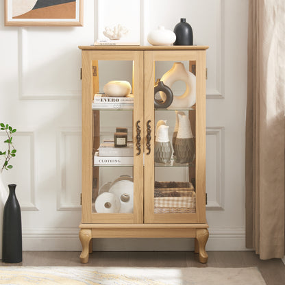 Dual Door Curio Display Cabinet with LED Light