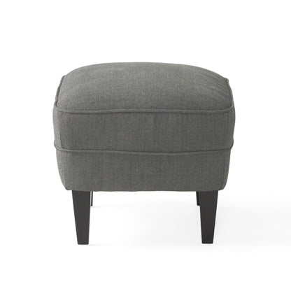 Modern Grey Fabric Club Chair with Ottoman – Upholstered Lounge Set