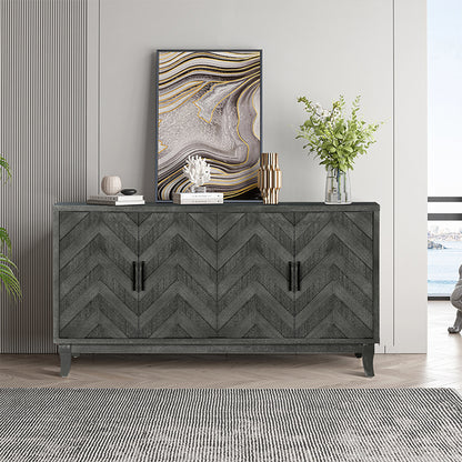 Vintage Lacquered Buffet Cabinet Taupe