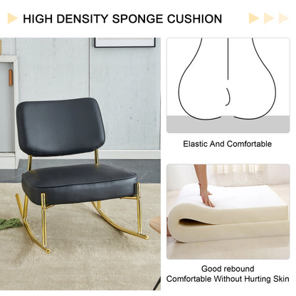 PU Leather Rocking Chair – Gold Metal Legs