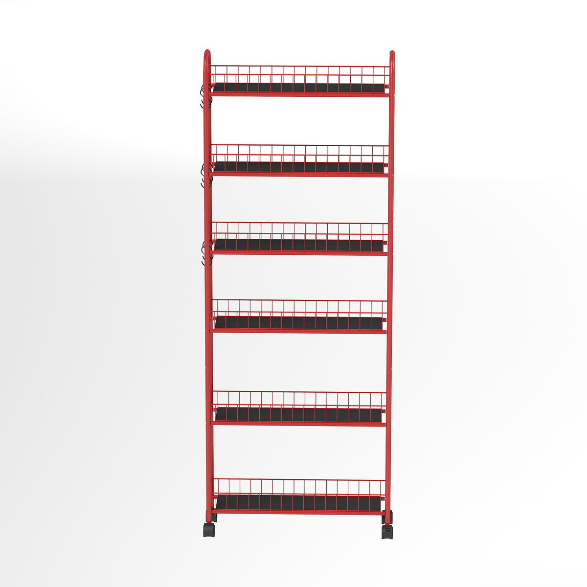 6-Tier Rolling Utility Cart – Red