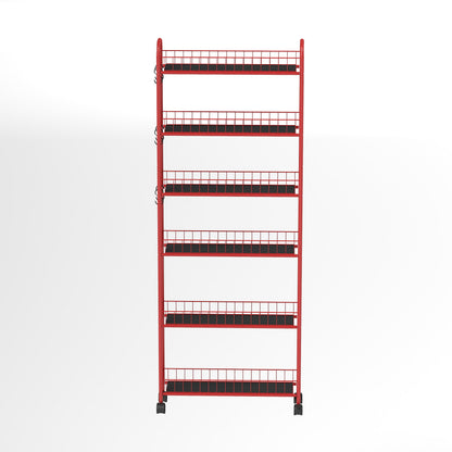 6-Tier Rolling Utility Cart – Red