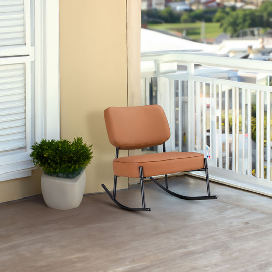 PU Leather Rocking Chair – Black Metal Legs