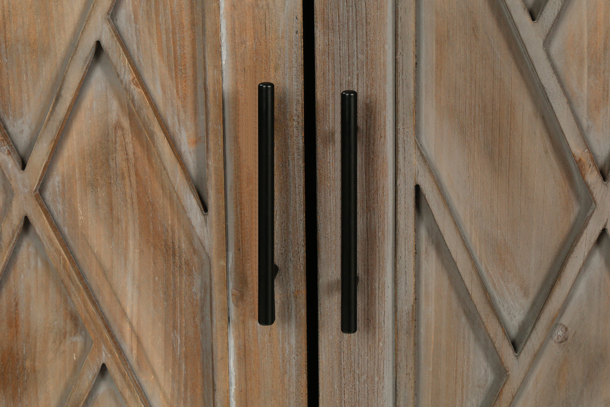 Wooden 4-Door Sideboard Brown Finish
