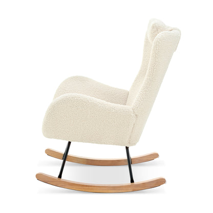 Modern Rocking Chair – Rubber Legs & Chenille Fabric