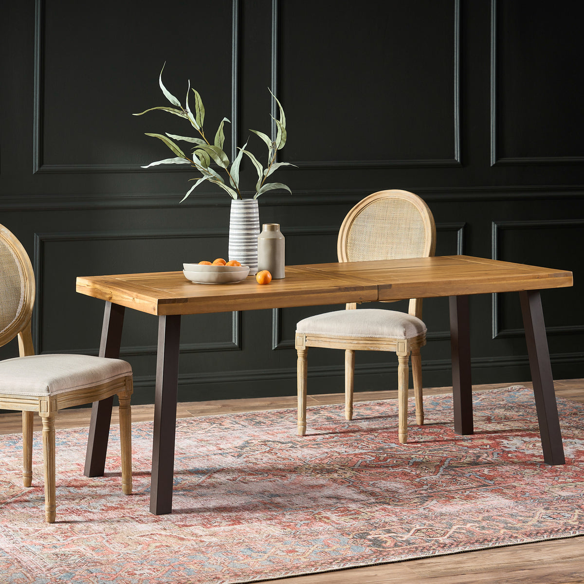 Della Acacia Dining Table – Rustic Brown & Grey