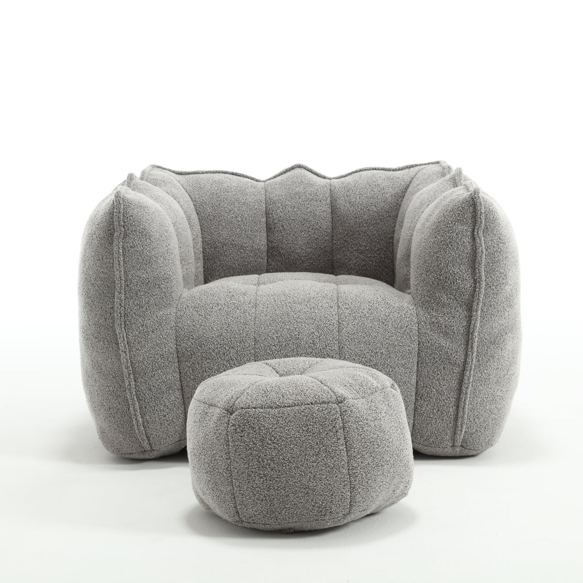 Soft Bean Bag Chair – Beige High-Resilience Foam