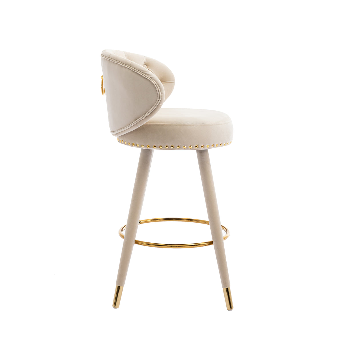 Coolmore Velvet Bar Stools (2 pcs) – Beige