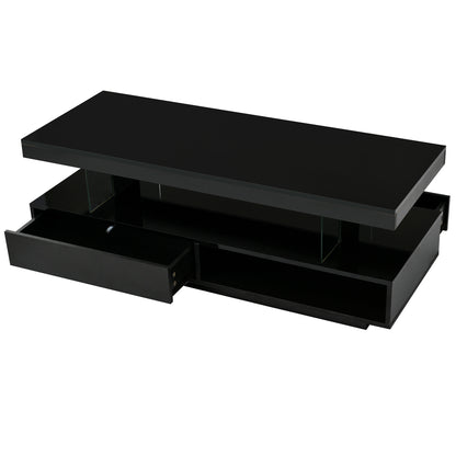 LED Coffee Table with Display and Storage Black