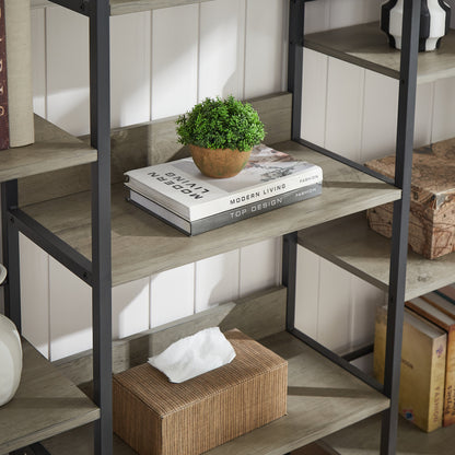 Triple Wide Industrial Bookshelf – Retro Wood & Metal