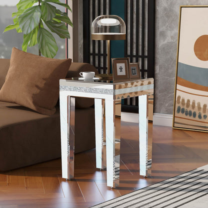 On-Trans Mirrored Side Table – Crystal Design