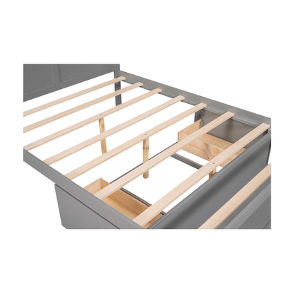 Full Platform Bed with Drawers – Gray Finish