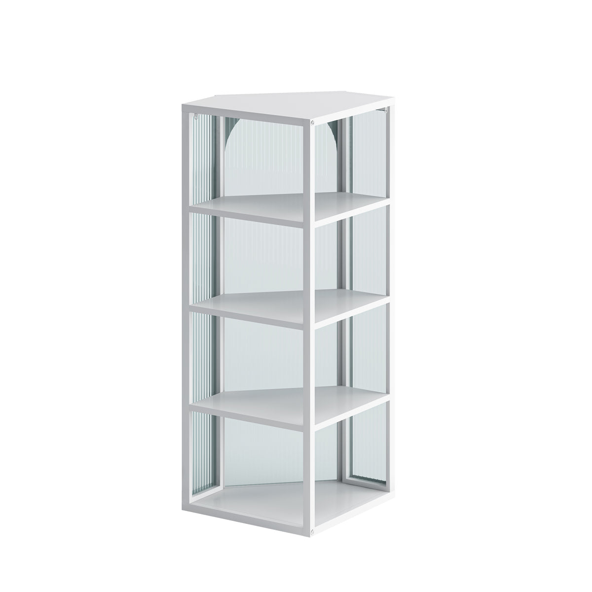 Glass Corner Wall Cabinet – White