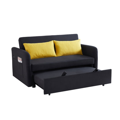 Black Fabric Convertible Sofa Bed – Twin Size Sleeper