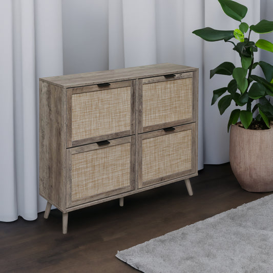 4-Door Entryway Shoe Storage Cabinet White