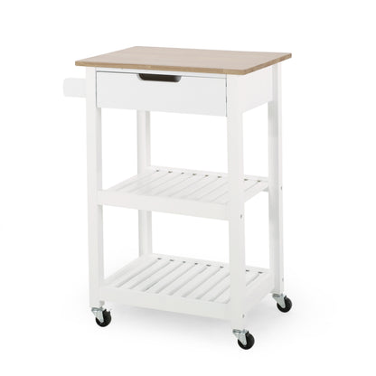 Rolling Kitchen Cart with Storage and Drawers