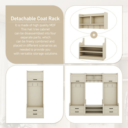Hall Tree Cabinet Beige