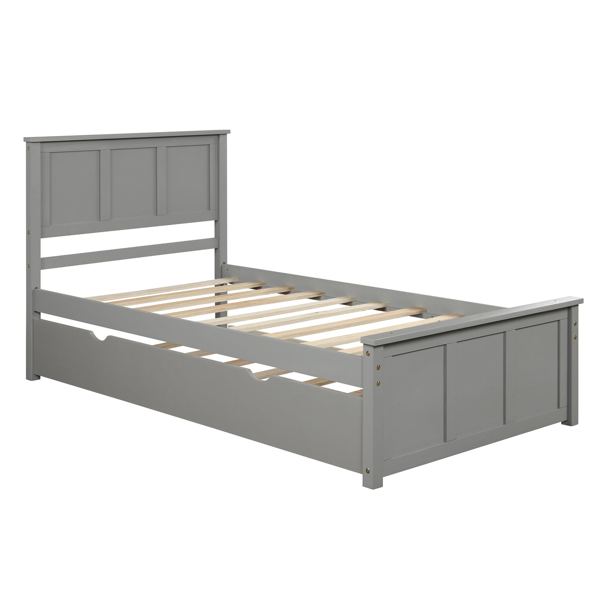 Twin Platform Bed with Trundle – Grey