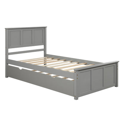 Twin Platform Bed with Trundle – Grey
