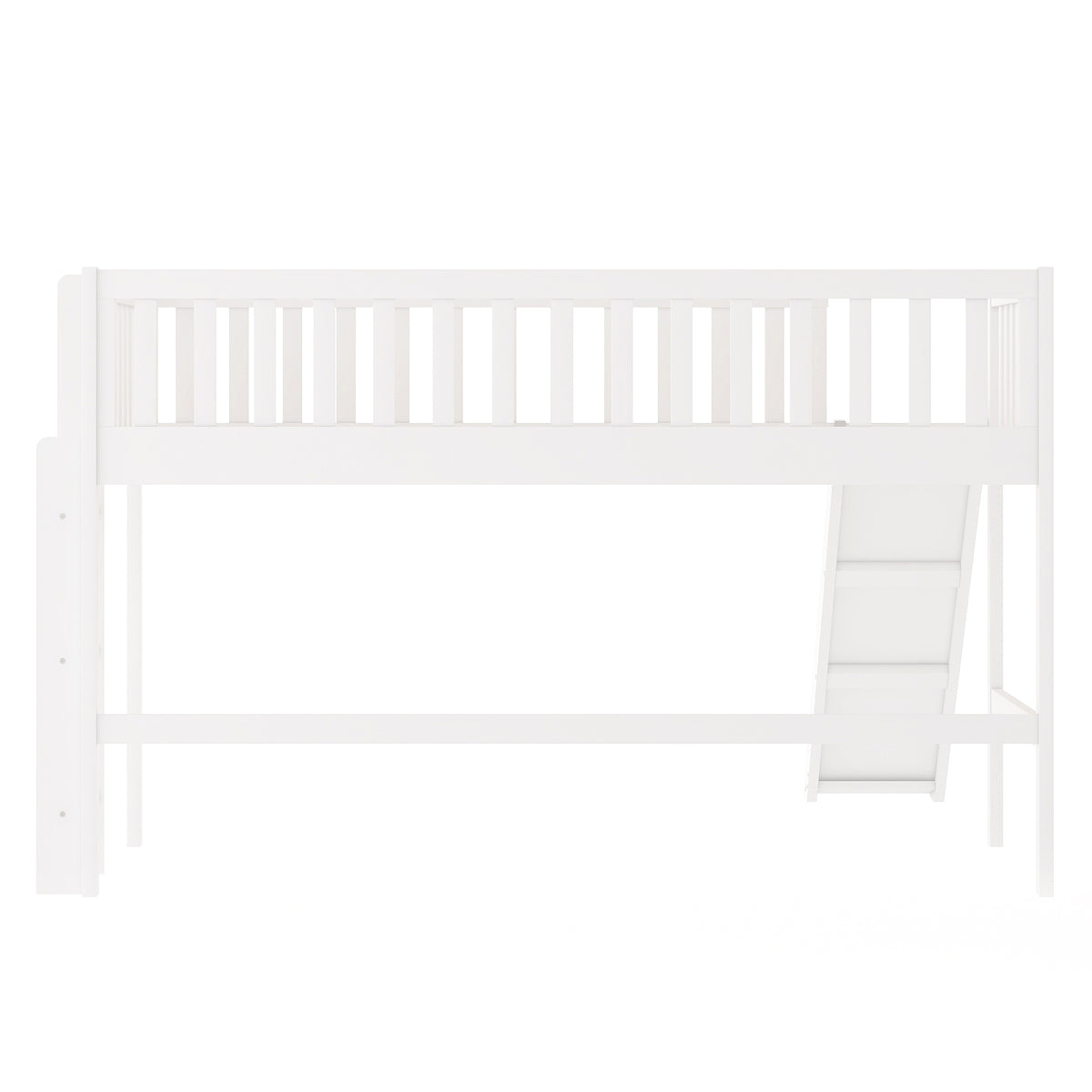 Twin Loft Bed with Ladder and Slide White
