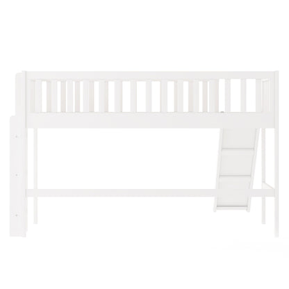 Twin Loft Bed with Ladder and Slide White