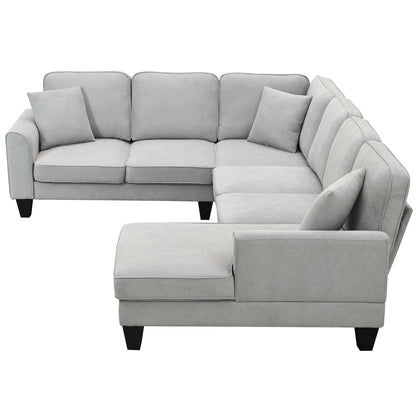 Modern U-Shape Sectional Sofa Light Gray