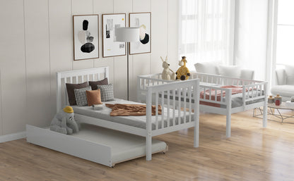 Twin Bunk Bed with Trundle White