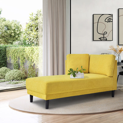 Mid-Century Fabric Chaise Lounge Beige