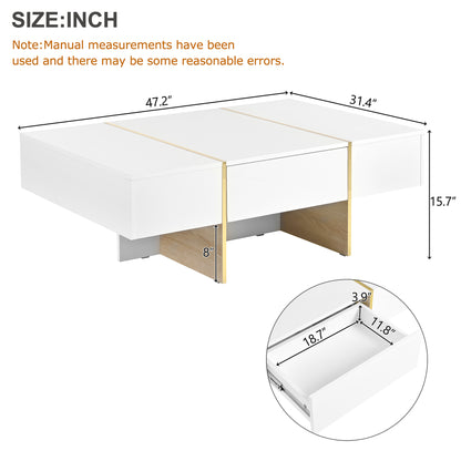 Multifunctional Table with Drawers Gold Finish