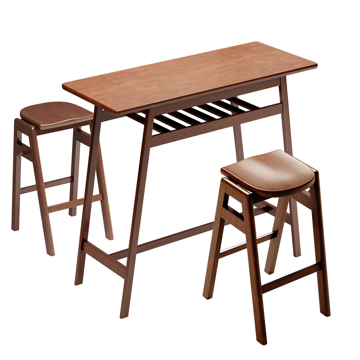 Retro Pub Dining Set (3 pcs) – Antique Brown