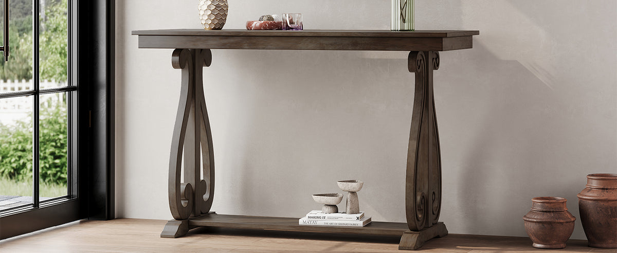 Walnut Farmhouse Console Table – 48”