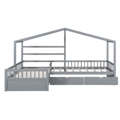 Twin House Bed Gray