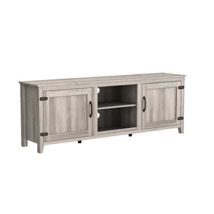 Grey Walnut TV Stand with Storage Cabinets and Media Shelf