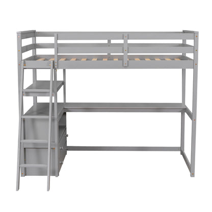 Twin Loft Bed Gray