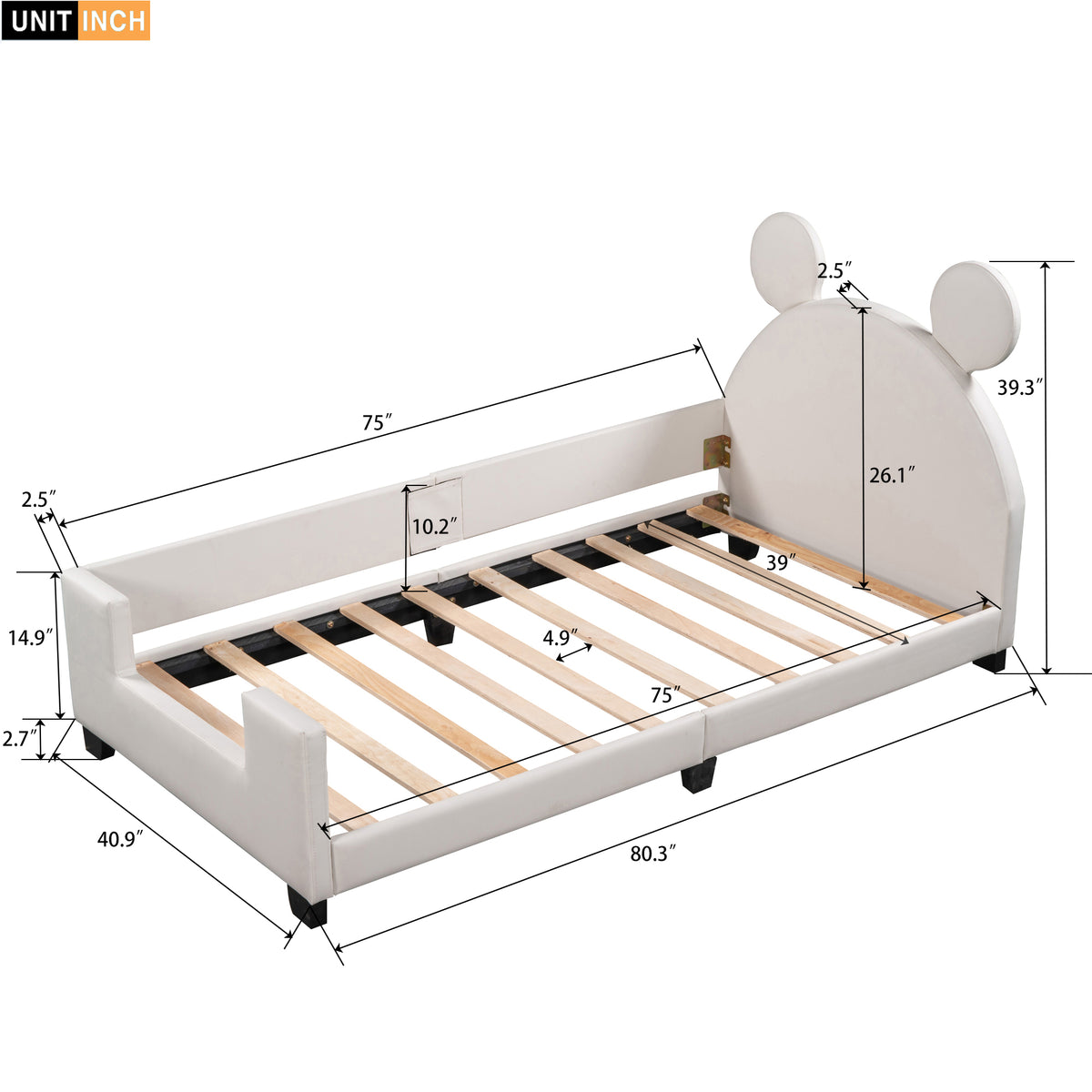 Twin Upholstered Daybed White