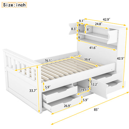 Twin Captain Platform Bed White