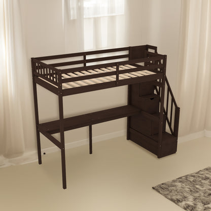 Loft Bed with Storage Espresso