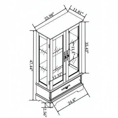 Oak Display Cabinet with LED Glass Doors