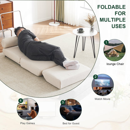 Foldable Sofa Bed Chair Cream
