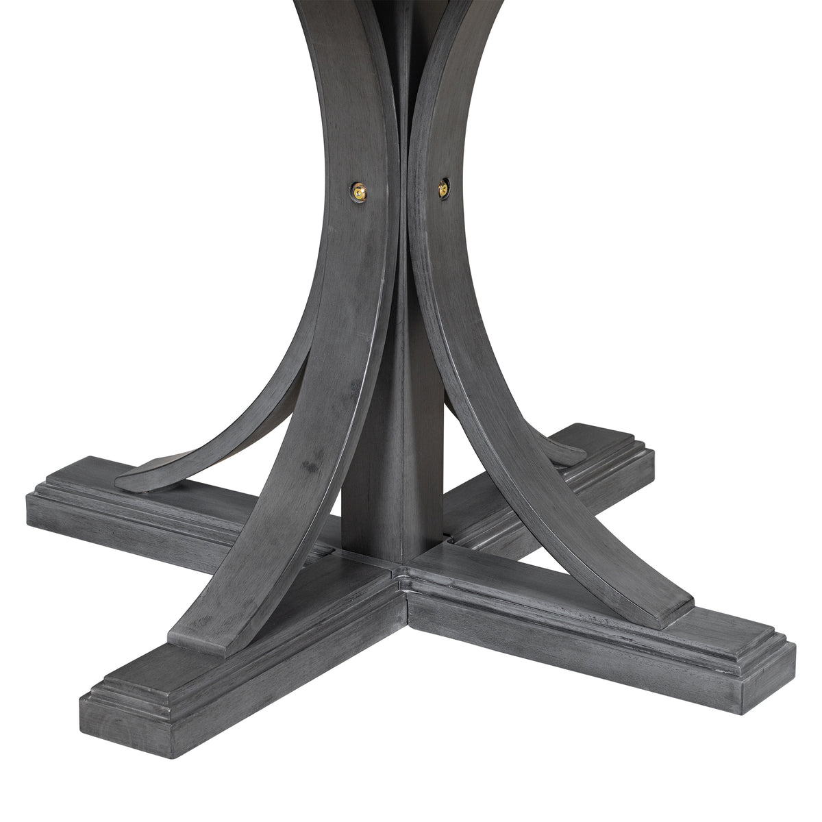 Dark Gray 5-Piece Round Dining Set – Solid Wood Table with Upholstered Chairs