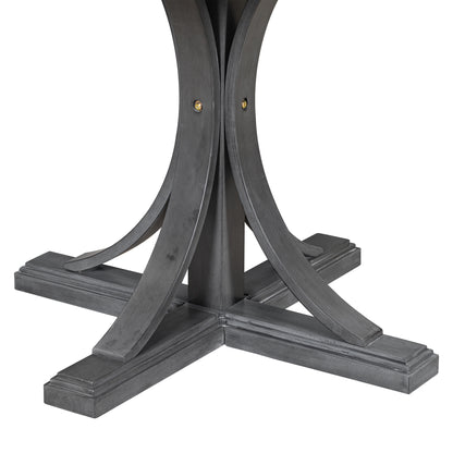 Dark Gray 5-Piece Round Dining Set – Solid Wood Table with Upholstered Chairs