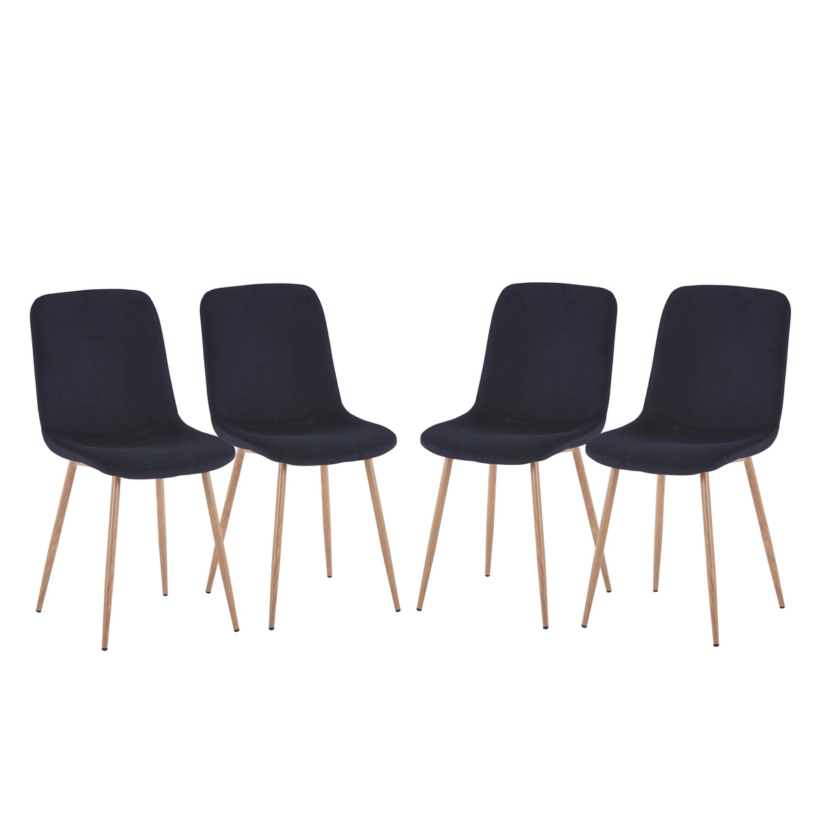Set of 4 Black Dining Chairs Modern Design