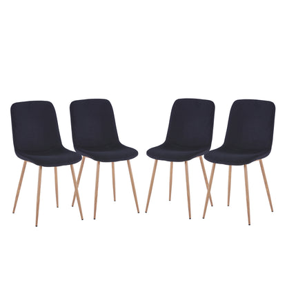 Set of 4 Black Dining Chairs Modern Design