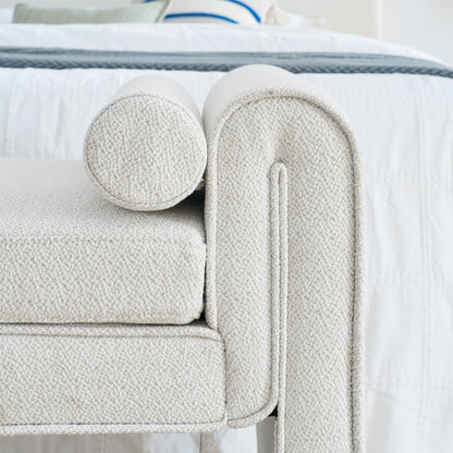 Linen Bedroom Storage Stool – White Finish